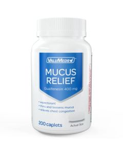 ValuMeds Mucus Relief Caplets Guaifenesin 400mg (200 Caplets) | Chest Congestion and Decongestant | Thins and Loosens Buildup | Fast Acting (Guaifenesin)