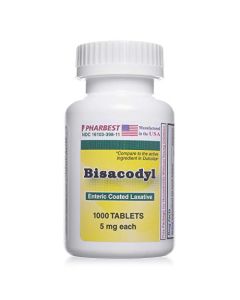 Pharbest Bisacodyl 5 mg | 1000 Count Enteric-Coated Tablets | Laxative Stimulant