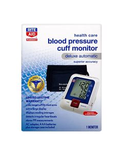 Rite Aid Deluxe Automatic Blood Pressure Cuff Arm Monitor | Digital Blood Pressure Monitor for Upper Arm with Extra Large Display | High Blood Pressure Monitor | Blood Pressure Cuff Wrist