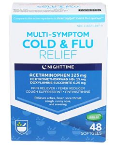 Rite Aid Multi-Symptom Nighttime Cold & Flu Relief, Softgels - 48 Count (New)