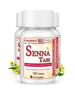 Senna Tablets 100 Ct. | Natural Vegetable Laxative [Made in USA] | Laxatives for Constipation, Colon Cleanser, Detox Cleanse, Constipation Relief for Adults Kids 8.6mg, Stool Softener Plus (1 Bottle)