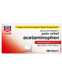 Rite Aid Regular Strength Pain Relief Acetaminophen, 325mg - 100 Tablets | Pain Reliever and Fever Reducer | Joint Pain Relief | Muscle Pain Relief | Arthritis Pain Relief | Back Pain Relief Products