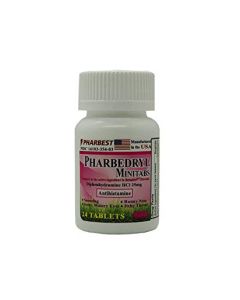 Pharbedryl Diphenhydramine HCI 25 Mg Allergy Medicine and Antihistamine - 24 Capsules