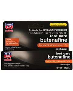 Rite Aid Prescription Strength Foot Care Butenafine Cream - 1 oz, Antifungal Cream, Jock Itch Treatment, Treats Athlete's Foot Cream Extra Strength